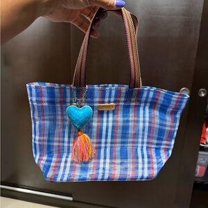 Consuela Blue  Plaid Mini MeshTote with Heart Charm